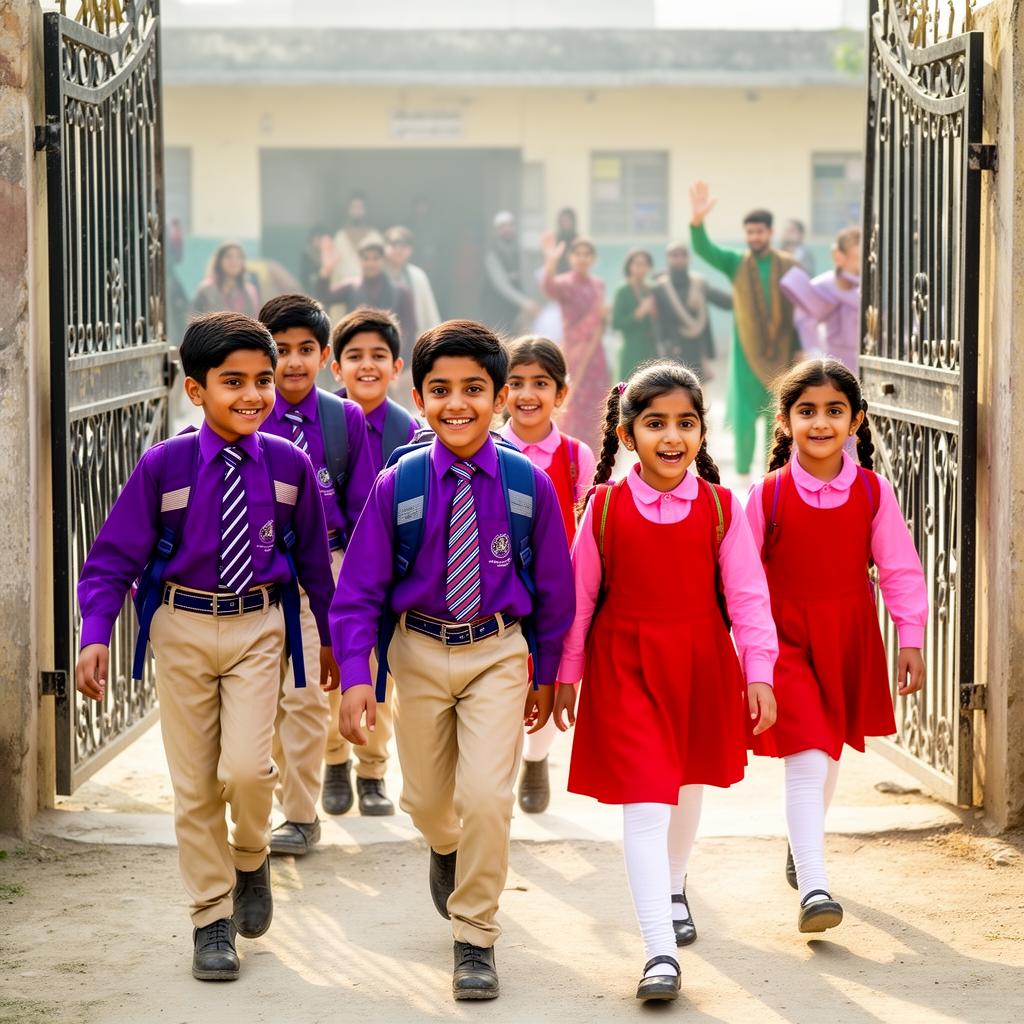 Children arriving at school